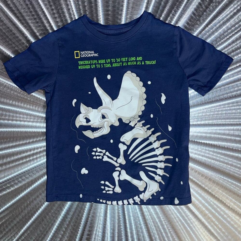 National Geographic Triceratops Bones & Info Baby Gap Kids T-shirt - Size: 5